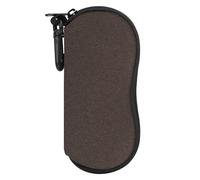 MoKo Funda de Gafas Ultra Ligera de Neopreno, Bolsa Almacenaje de Anteojos Suave con Cremallera y Mosquetón, Organizador de Gafas Ideal para Almacenar Gafas Lápices Tarjetas Cambio, Marrón