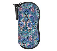 MoKo Funda de Gafas Ultra Ligera de Neopreno, Bolsa Almacenaje de Anteojos Suave con Cremallera y Mosquetón, Organizador de Gafas Ideal para Almacenar Gafas Lápices Tarjetas Cambio, Pluma de Pavo Real