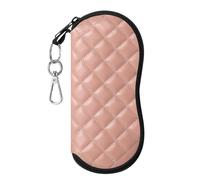 MoKo Funda de Gafas Ultra Ligera de PU, Creativa Bolsa para Gafas Tejida Suave con Cremallera, Organizador de Gafas Ideal para Almacenar Gafas Lápices Tarjetas Cambio Cosméticos, Rombo Rosa