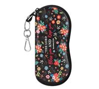 MoKo Funda de Gafas Ultra Ligera de PU, Creativa Bolsa para Gafas Tejida Suave con Cremallera, Organizador de Gafas Ideal para Almacenar Gafas Lápices Tarjetas Cambio Cosméticos, Negro & Flor