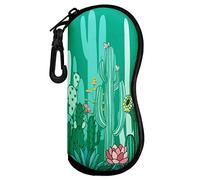 MoKo Funda de Gafas - [Ultra Ligero] Neopreno con Cremallera Almacenaje Lente Suave Sunglasses Case con Clip de Cinturón para Gafas, Bolsa de Llaves, Lápices, Tarjetas - Nopal