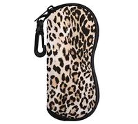 MoKo Funda de Gafas - [Ultra Ligero] Neopreno con Cremallera Almacenaje Lente Suave Sunglasses Case con Clip de Cinturón para Gafas, Bolsa de Llaves, Lápices, Tarjetas - Leopardo