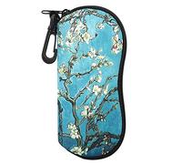 MoKo Funda de Gafas - [Ultra Ligero] Neopreno con Cremallera Almacenaje Lente Suave Sunglasses Case con Clip de Cinturón para Gafas, Bolsa de Llaves, Lápices, Tarjetas, Bloom de Albaricoque