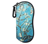 MoKo Funda de Gafas - [Ultra Ligero] Neopreno con Cremallera Almacenaje Lente Suave Sunglasses Case con Clip de Cinturón para Gafas, Bolsa de Llaves, Lápices, Tarjetas, Bloom de Albaricoque