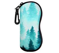 MoKo Funda de Gafas - [Ultra Ligero] Neopreno con Cremallera Almacenaje Lente Suave Sunglasses Case con Clip de Cinturón para Gafas, Bolsa de Llaves, Lápices, Tarjetas - Bosque de Tinta