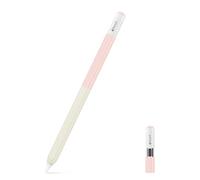 MoKo Funda de Silicona para Apple Pencil (USB-C), Funda Protectora con Color Degradado, Compatible con iPencil Magnético, Agarre, Tapa Transparente, Degradado Té Leche Rosa