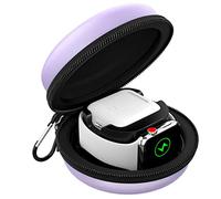 MoKo Funda de Transporte Compatible con Apple Watch Ultra3/Ultra2/Ultra,Series 11-1/SE3/SE2/SE y Airpods Pro/3/2/1 con Base de Soporte de Almacenamiento de Viaje Protectora Portátil,Taro Morado
