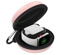 MoKo Funda de Transporte Compatible con Apple Watch Ultra3/Ultra2/Ultra,Series 11-1/SE3/SE2/SE y Airpods Pro/3/2/1 con Base de Soporte de Almacenamiento de Viaje Protectora Portátil,Oro Rosa