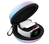 MoKo Funda de Transporte Compatible con Apple Watch Series 11/10/9/8/7/6/5/4/3/2/1/SE3/SE2/SE y Airpods Pro/3/2/1 con Base de Soporte de Carga de Almacenamiento de Viaje Protectora Portátil,AzulMorado