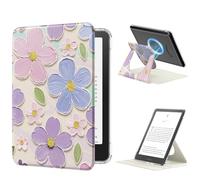 MoKo Funda Giratoria 360°para 7" eBook Reader 12ª Gen 2024, Trasera Transparente Funda Magnética Desmontable con Soporte Ajustable Auto Activación/Reposo, No para TCL Remarkable Kobo, Óleo Flor