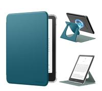 MoKo Funda Giratoria 360°para 7" eBook Reader 12ª Gen 2024, Trasera Transparente Funda Magnética Desmontable con Soporte Ajustable Auto Activación/Reposo, No para TCL Remarkable Kobo, Gem Verde
