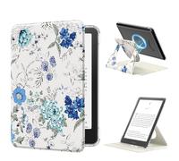MoKo Funda Giratoria 360°para 7" eBook Reader 12ª Gen 2024, Trasera Transparente Funda Magnética Desmontable con Soporte Ajustable Auto Activación/Reposo, No para TCL Remarkable Kobo, Blanco/Azul