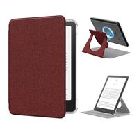 MoKo Funda Giratoria 360°para 7" eBook Reader 12ª Gen 2024, Trasera Transparente Funda Magnética Desmontable con Soporte Ajustable Auto Activación/Reposo, No para TCL Remarkable Kobo, Vino Rojo