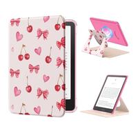 MoKo Funda Giratoria 360°para 7" eBook Reader 12ª Gen 2024, Trasera Transparente Funda Magnética Desmontable con Soporte Ajustable Auto Activación/Reposo, No para TCL Remarkable Kobo, Cereza y Arco