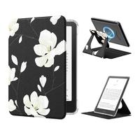 MoKo Funda Giratoria 360°para 7" eBook Reader 12ª Gen 2024,Trasera Transparente Funda Magnética Desmontable con Soporte Ajustable Auto Activación/Reposo,No para TCL Remarkable Kobo, Magnolia