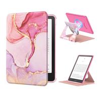 MoKo Funda Giratoria 360°para 7"eBook Reader 12ª Gen 2024, Trasera Transparente Funda Magnética Desmontable con Soporte Ajustable Auto Activación/Reposo,No para TCL Remarkable Kobo, Mármol Dorado Rosa