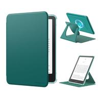 MoKo Funda Giratoria 360° para 7" Kindle Paperwhite12ª Gen 2024 y Kindle Colorsoft 2024/2025, Trasera Transparente Funda Magnética Desmontable con Soporte Ajustable, Auto Activación/Reposo, Verde Jade