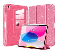 MoKo Funda iPad(A16) 11.ª Generación 11 Pulgada 2025/10ª Gen 10,9" 2022, Funda Brillante con Soporte Lápiz,Cascara Delgada Trasera Transparente Brillante,Compatible con Touch ID, Purpurina Rosa