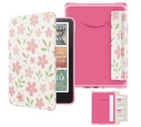 MoKo Funda Magnética Desmontable para 7" E-Reader 12.ª Gen 2024 y Colorsoft 2024/2025,Cubierta Trasera a Prueba de Arañazos Ligera con Auto Sueño/Estela,No Apto con BOOX y Kobo, Flores y Hojas