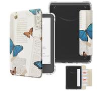 MoKo Funda Magnética Desmontable para Kindle(11ª Gen-2024/2022) 6 Pulgada,Funda Trasera Ultratransparente Resistente a los arañazos Ligera Cubierta Protectora con Auto Sueño/Estela, Mariposa Vintage