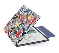 MoKo Funda Magnética para Kindle Scribe 11" (3ª Generación) y Kindle Scribe Colorsoft (1ª Generación), Funda de Folio Premium de PU con Cierre de lápiz y Auto Sueño/Estela, Flor de Hoja Azul