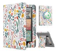 MoKo Funda Magnético para 7"/6,8" Kindle Paperwhite Signature Edition(12ª/11ª Gen-2024/2022) y Kindle Colorsoft, Compatible con iPhone Magsafe para Samsung/Anker Carga Inalámbrica, Flores