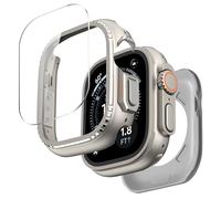 MoKo Funda Metálica para Apple Watch Ultra 3/2/1 49 mm - Protector de Pantalla de Cristal Templado, Protector Lateral y Trasero Resistente, Protección Completa 360, Gris Titanio