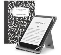 MoKo Funda para 6-7“ Tablet, PU Estuche Niño con Correa de Mano para 6-7“ Tablet, Auto Sueño/Estela, Cuaderno Negro