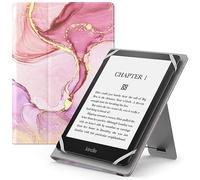 MoKo Funda para 6-7“ Tablet, PU Estuche Niño con Correa de Mano para 6-7“ Tablet, Auto Sueño/Estela, Mármol Dorado Rosa