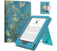 MoKo Funda para 6" ALL-New Kindle 11th Gen 2022/10th Gen 2019/8th Gen 2016, PU Estuche Niño con Correa de Mano para Kindle 11 2022/Kindle 10 2019/Kindle 8 2016, Auto Sueño/Estela, Bloom de albaricoque