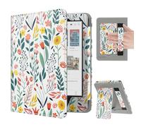 MoKo Funda para 6" Kobo Clara BW/Clara Colour/Clara 2E, Carcasa Delgada de PU Funda Protectora con Auto-Wake/Sleep para Kobo Clara, Ranura para Tarjetas, Correa para la Mano y Soporte Plegable, Flores