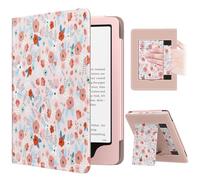 MoKo Funda para 7"/6.8" Kindle Paperwhite(12th/11th Generation-2024/2021), PU Estuche Niño con Correa de Mano para Kindle Paperwhite Edición de Firma, Auto Sueño/Estela, Primavera Rosa