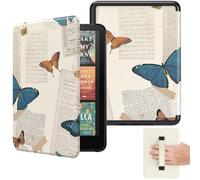 MoKo Funda para 7" Ebook Reader(12.ª Generación 2024) y Colorsoft Signature Edition 2024,Funda Ligera con Correa de Mano Auto Sueño/Estela,No Compatible con Kobo Aura 2/Remarkable, Mariposa Vintage