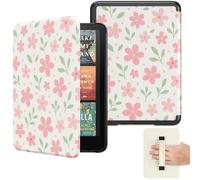 MoKo Funda para 7" Ebook Reader(12ª Generación-2024) y E-Reader 2024/2025, Funda Ligera con Correa Auto Wake/Sleep para Ebook Reader 2024, No para TCL Remarkable Kobo, Flores y Hojas