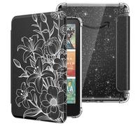 MoKo Funda para 7" Kindle Paperwhite 12ª Gen 2025/2026 & Kindle Colorsoft 2024/2025, Brillo Claro Cubierta Trasera de TPU Flexible con Carcasa Ligera, No Apta para Kobo, Línea Flor
