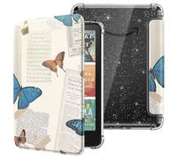 MoKo Funda para 7" Kindle Paperwhite 12ª Gen 2025/2026 & Kindle Colorsoft 2024/2025, Brillo Claro Cubierta Trasera de TPU Flexible con Carcasa Ligera, No Apta para Kobo, Mariposa Vintage