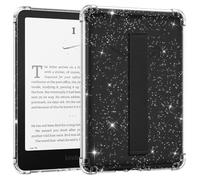 MoKo Funda para 7" Kindle Paperwhite (12ª Generación-2024) y Kindle Colorsoft Signature Edition, Carcasa Delgada Transparente con Correa de Mano Cubierta TPU Ligera Borde de Parachoques, Brillo+Negro
