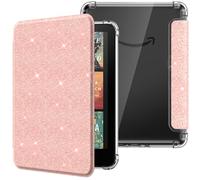 MoKo Funda para 7" Kindle Paperwhite 12th Gen 2024&Kindle Colorsoft Signature Edition, Cubierta Ultra Delgada Estuche Carcasa TPU Transparente Trasera Auto Activación/Reposo, Rosa Claro Brillante