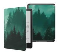 MoKo Funda para 7" Kindle Paperwhite 12th Generation 2024&Kindle Colorsoft Signature Edition 2024, PC Estuche Carcasa Estilo Niños con Auto Sueño/Estela, Bosque Verde