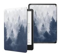MoKo Funda para 7" Kindle Paperwhite 12th Generation 2024&Kindle Colorsoft Signature Edition 2024, PC Estuche Carcasa Estilo Niños con Auto Sueño/Estela, Bosque Gris