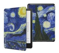 MoKo Funda para 7" Kindle Paperwhite 12th Generation 2024&Kindle Colorsoft Signature Edition 2024, PC Estuche Carcasa Estilo Niños con Auto Sueño/Estela, Noche Estrellada