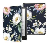 MoKo Funda para 7" Kindle Paperwhite 12th Generation 2024&Kindle Colorsoft Signature Edition 2024, PC Estuche Carcasa Estilo Niños con Auto Sueño/Estela, Peonía