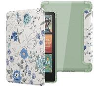 MoKo Funda para 7" Kindle Paperwhite 12th Generation 2024&Kindle Colorsoft Signature Edition, Cubierta Ultra Delgada Estuche Carcasa TPU Transparente Trasera Auto Activación/Reposo, Blanco & Azul