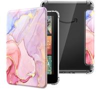MoKo Funda para 7" Kindle Paperwhite 12th Generation 2024&Kindle Colorsoft Signature Edition, Cubierta Ultra Delgada Estuche Carcasa TPU Transparente Trasera Auto Activación/Reposo, Mármol Dorado Rosa