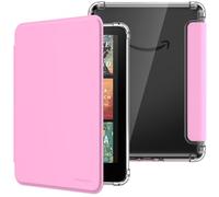 MoKo Funda para 7" Kindle Paperwhite 12th Generation 2024&Kindle Colorsoft Signature Edition, Cubierta Ultra Delgada Estuche Carcasa TPU Transparente Trasera Auto Activación/Reposo, Flor Rosa