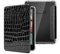 MoKo Funda para 7" Kindle Paperwhite 12th Generation 2024&Kindle Colorsoft Signature Edition, Cubierta Ultra Delgada Estuche Carcasa TPU Transparente Trasera Auto Activación/Reposo, Cocodrilo Negro