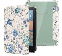 MoKo Funda para 7" Kindle Paperwhite 12th Generation 2024&Kindle Colorsoft Signature Edition, Cubierta Ultra Delgada Estuche Carcasa TPU Transparente Trasera Auto Activación/Reposo, Blanco & Azul