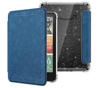 MoKo Funda para 7" Kindle Paperwhite 2024 12ª Gen & Kindle Colorsoft 2024/2025, Brillo Claro Cubierta Trasera de TPU Flexible con Carcasa Ligera, No Apta para Kobo,Sarga Vintage Azul