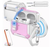Moko Funda para AirPods Pro 3 2025 Compatible con MagSafe, Blanco+Rosa
