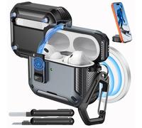 MoKo Funda para AirPods Pro 3 con Cierre 2025 - Compatible con MagSafe, Soporte para Teléfono & Ventana Automática Funda para AirPod Pro 3.ª Gen., Funda Protectora con Kit de Limpieza, Verde